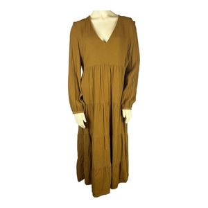 Universal Thread Sz Medium Womens Maxi Dress Swing Boho Mustard